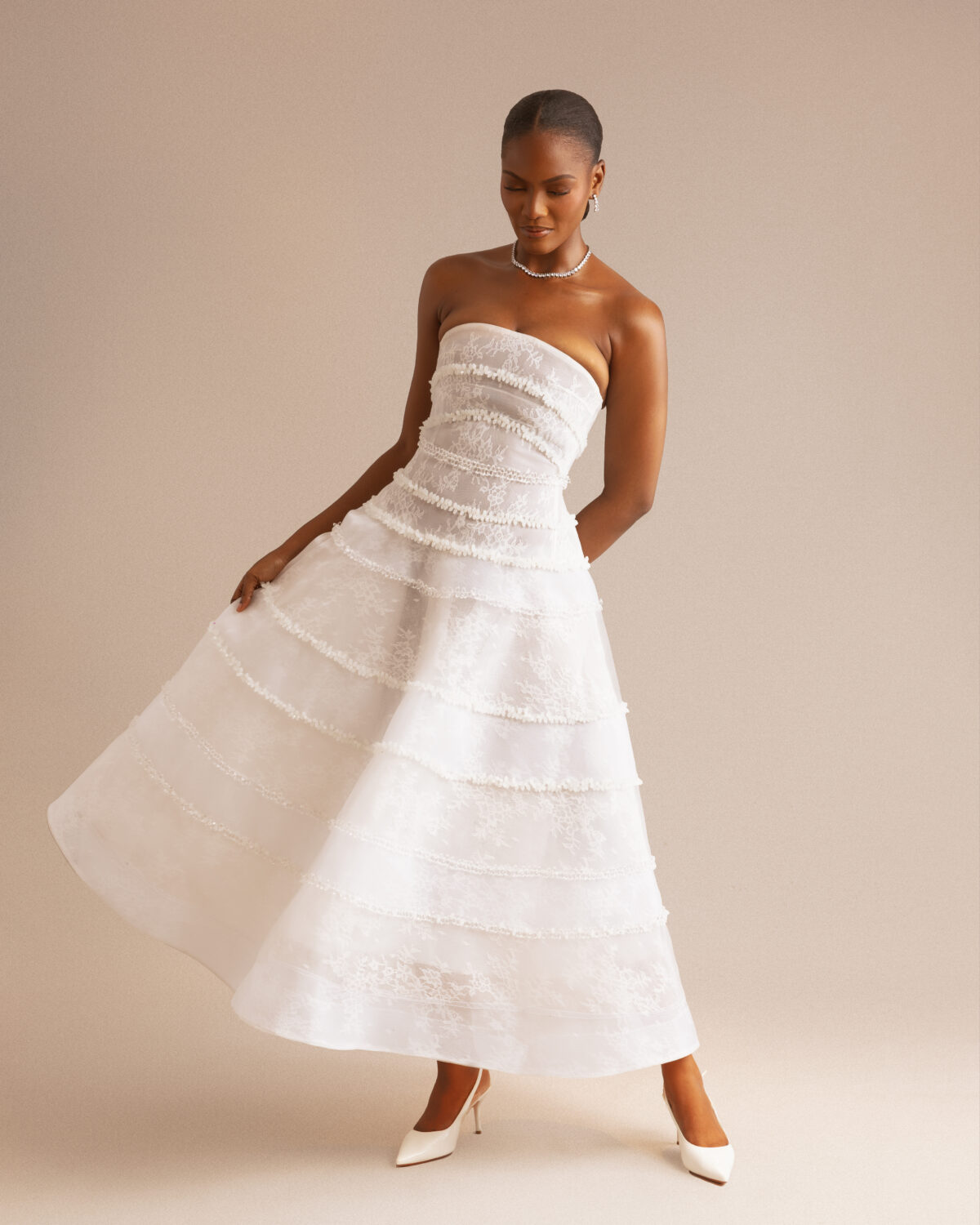 Tiered Lace Midi Wedding Dress | Restyle for Civil & Reception - Yemi Shoyemi